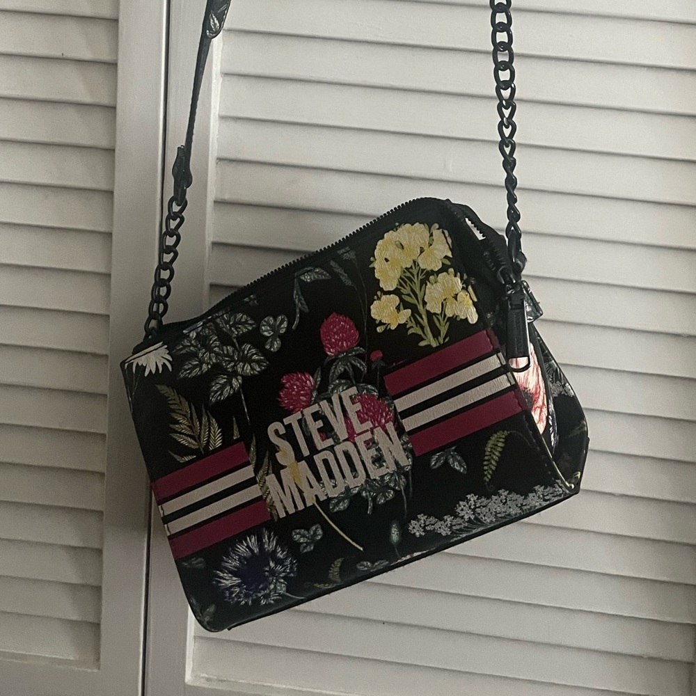 Steve Madden Black Floral Crossbody Bag